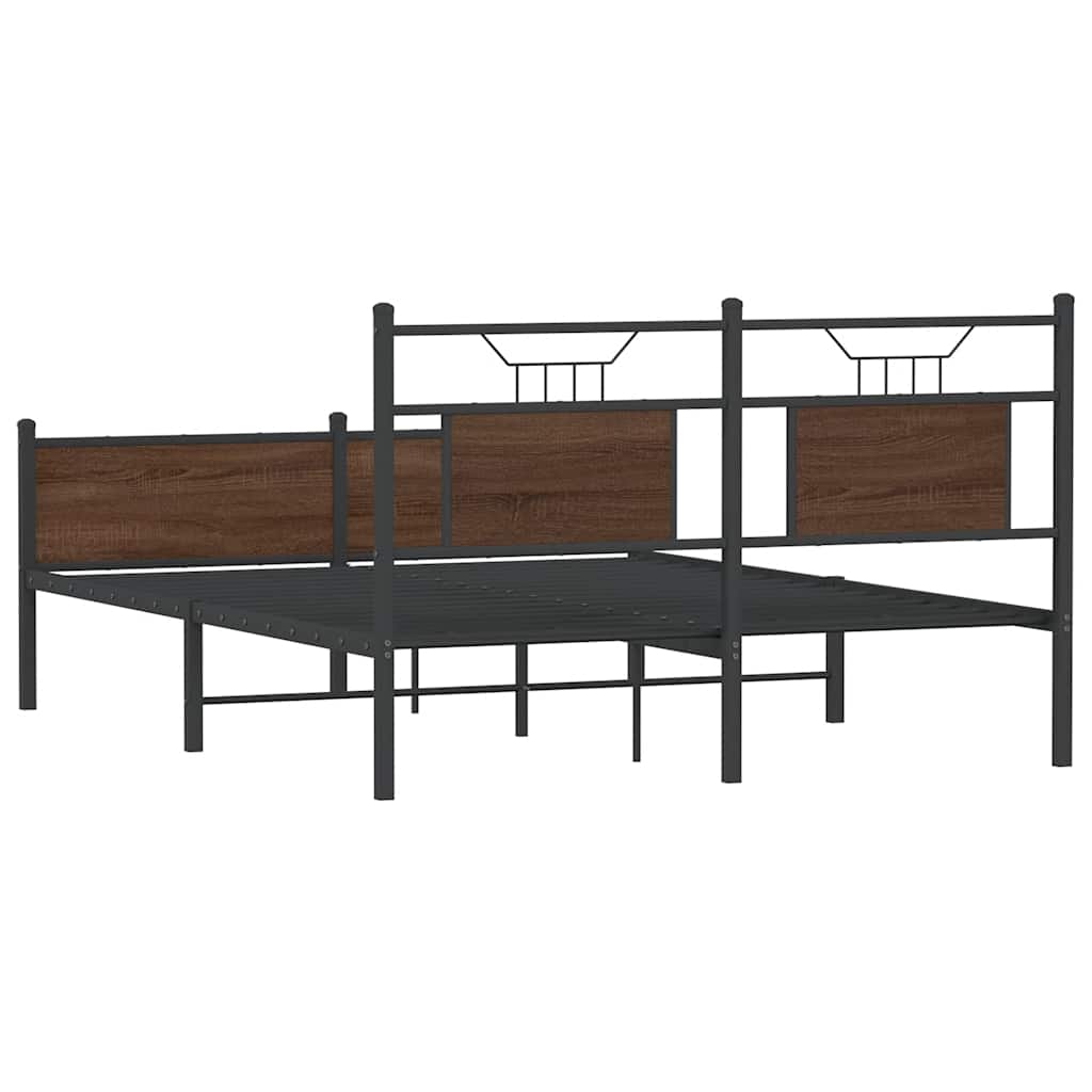 Bed Frame without Mattress Brown Oak 140x200 cm Engineered Wood