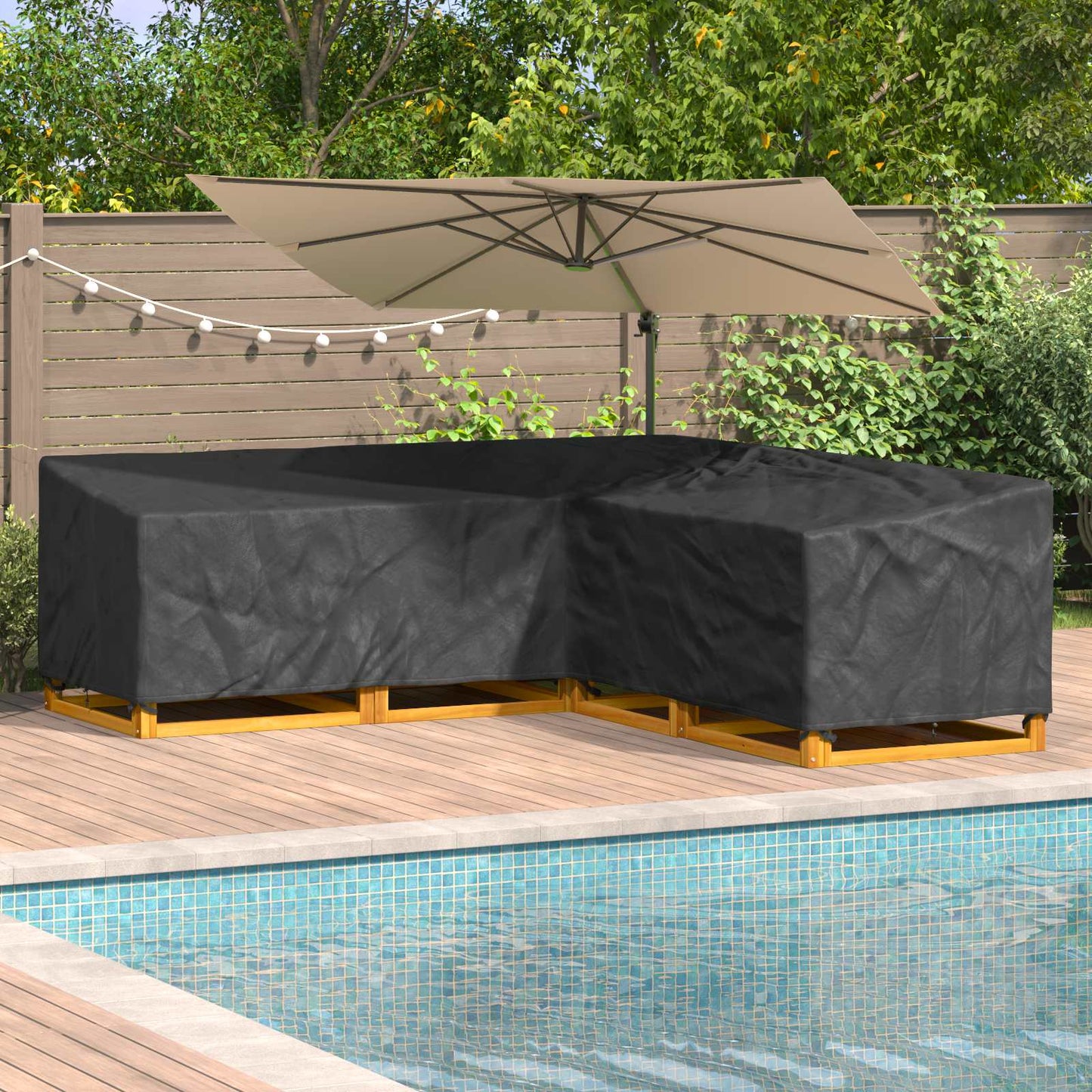 Furniture Cover Black 270 x 270 x 80 cm 420D Oxford Fbric