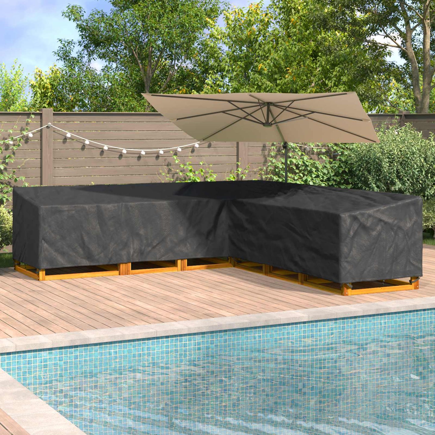 Furniture Cover Black 325 x 325 x 80 cm 600D Oxford Fbric