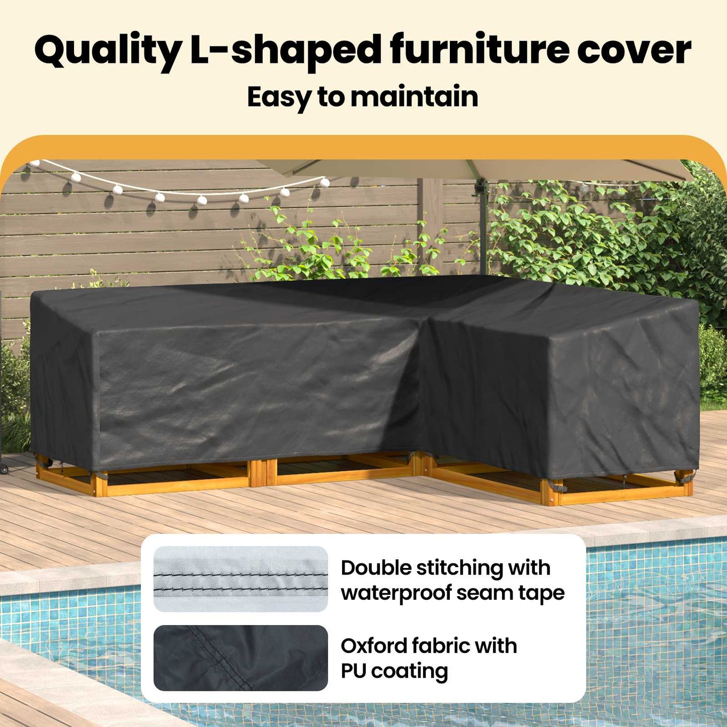 Furniture Cover Black 260 x 210 x 80 cm 210D Oxford Fbric