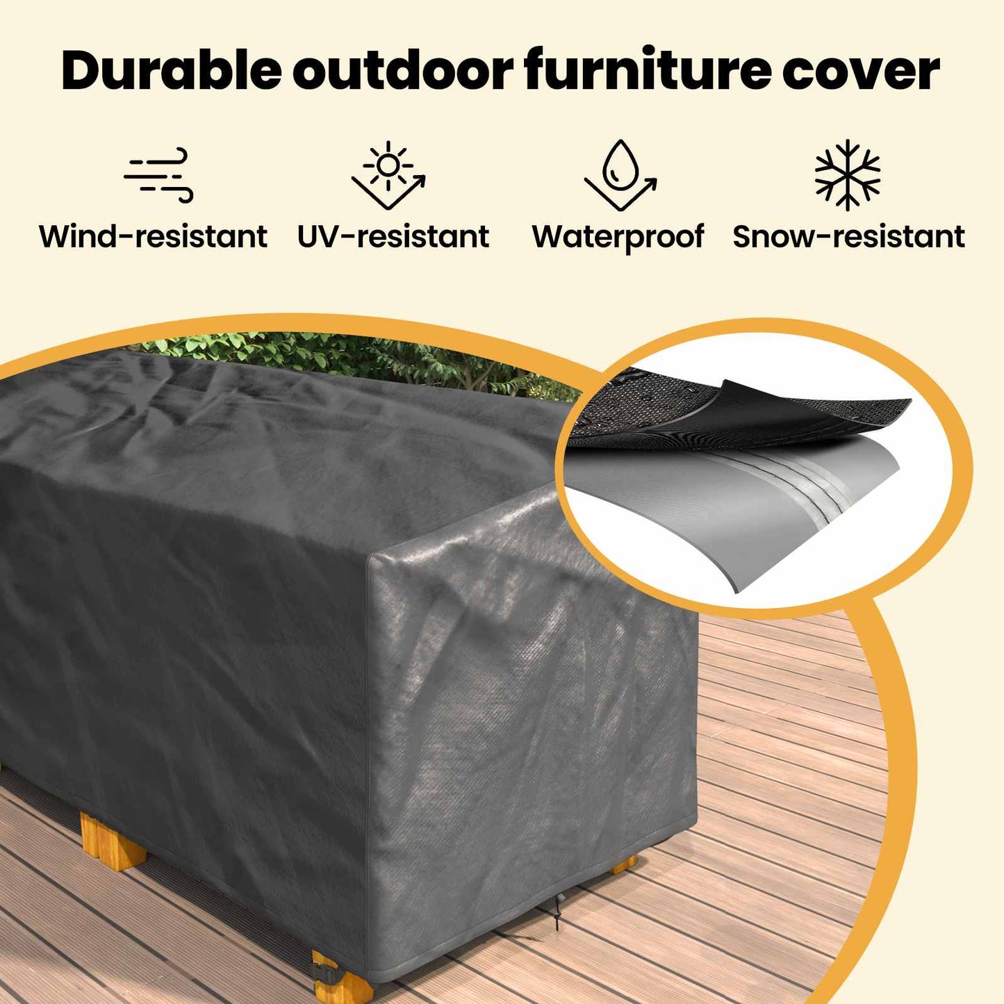 Furniture Cover Black 286 x 222 x 80 cm 210D Oxford Fabric