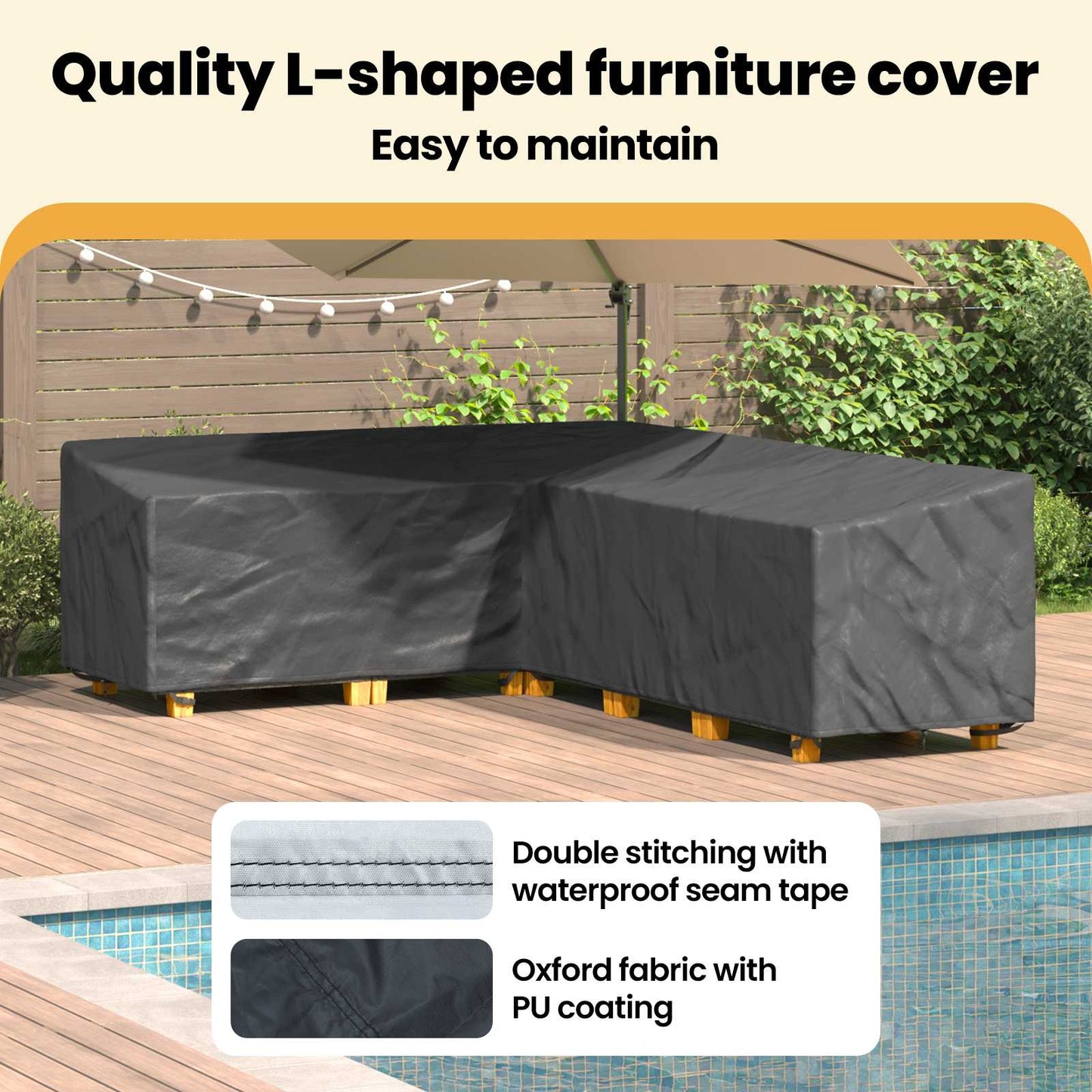 Furniture Cover Black 286 x 222 x 80 cm