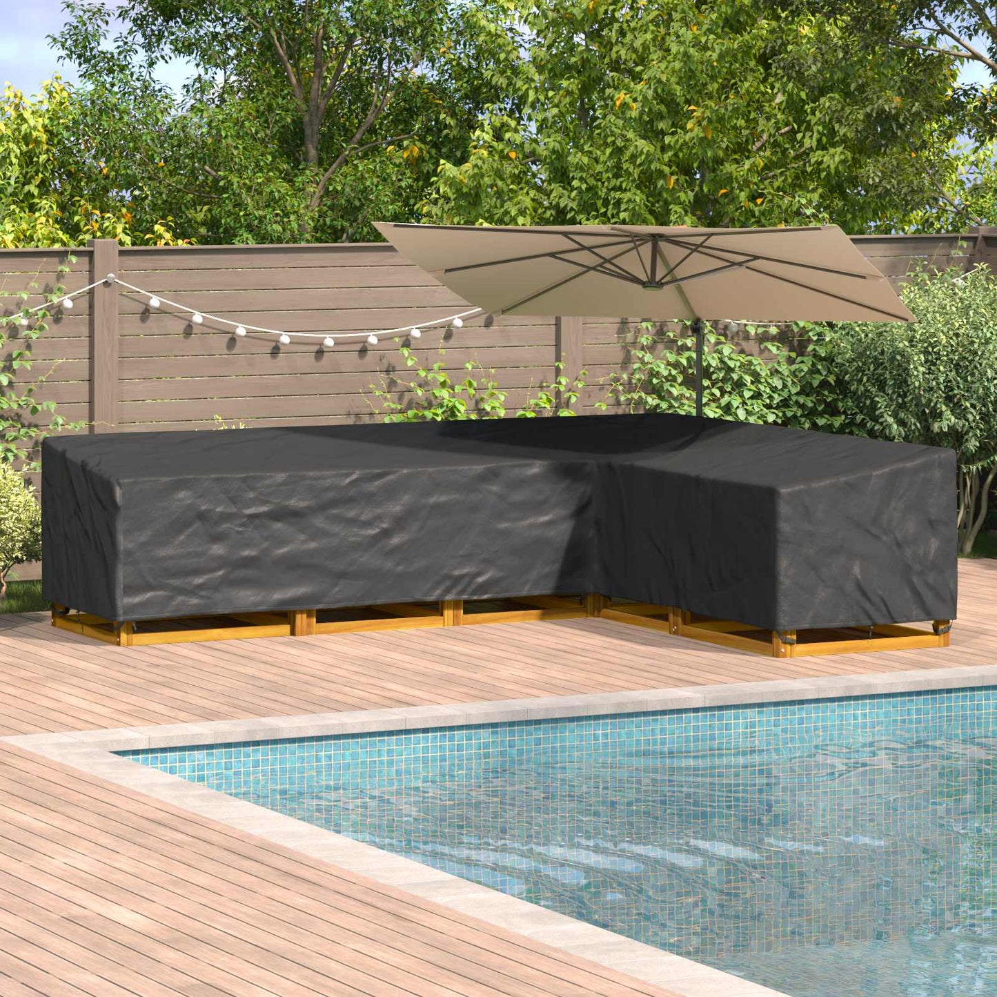 Furniture Cover Black 330 x 255 x 80 cm 210D Oxford Fbric