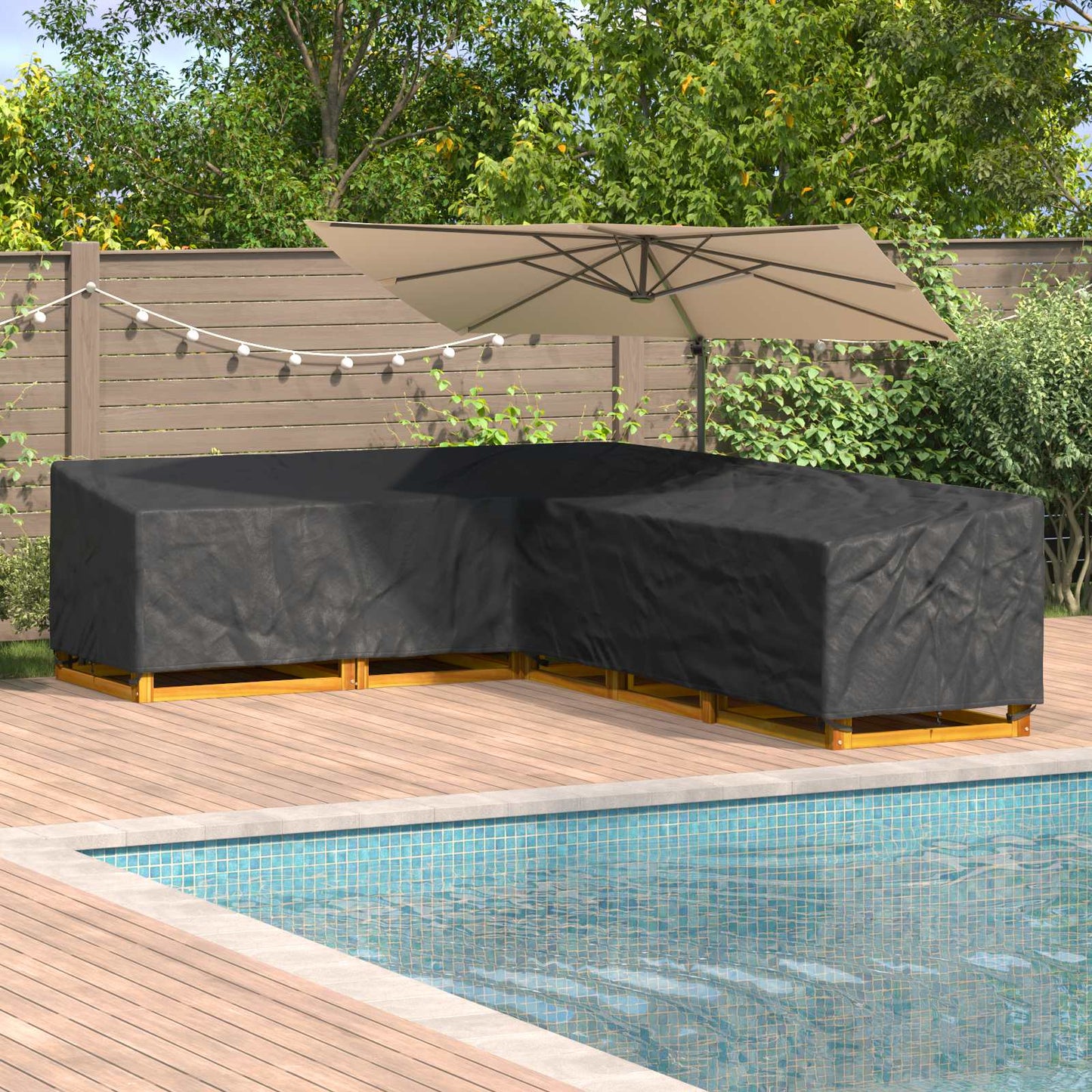 Furniture Cover Black 355 x 275 x 80 cm 600D Oxford Fbric