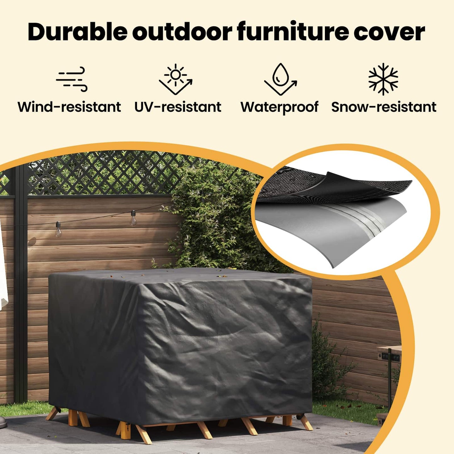 Furniture Cover Black 135 x 135 x 90 cm 210D Oxford Fabric