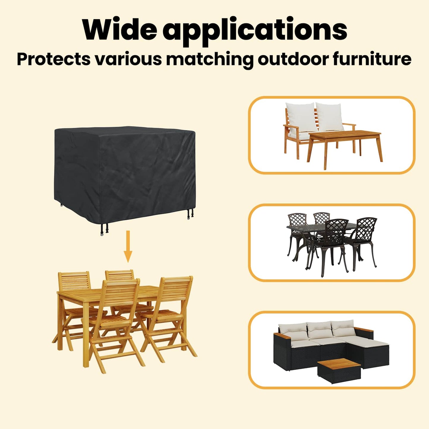 Furniture Cover Black 135 x 135 x 90 cm 210D Oxford Fabric