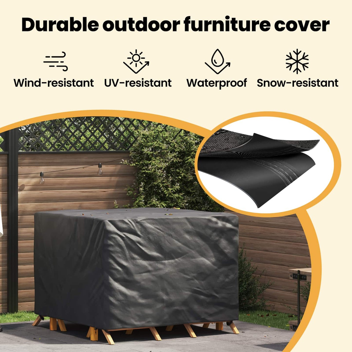 Furniture Cover Black 135 x 135 x 90 cm 600D Oxford Fabric
