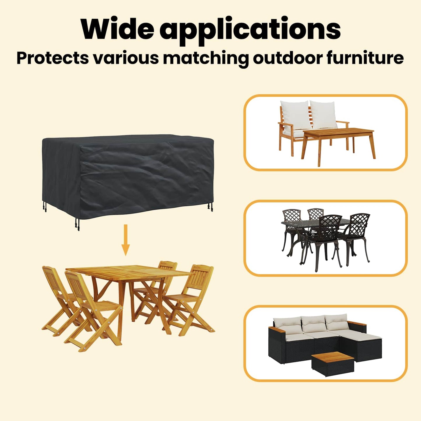 Furniture Cover Plain Black 172 x 113 x 73 cm 600D