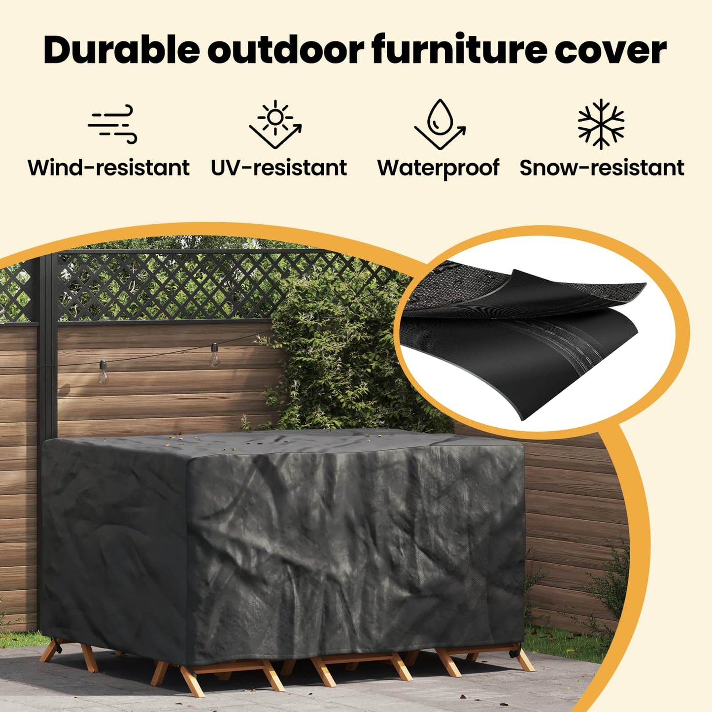 Furniture Cover Plain Black 180 x 140 x 90 cm 420D
