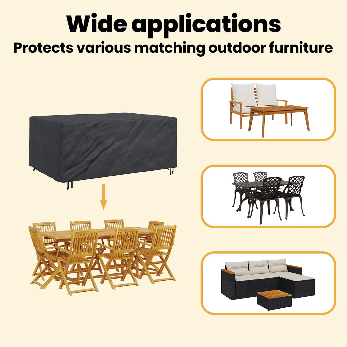 Furniture Cover Plain Black 230 x 165 x 80 cm 600D