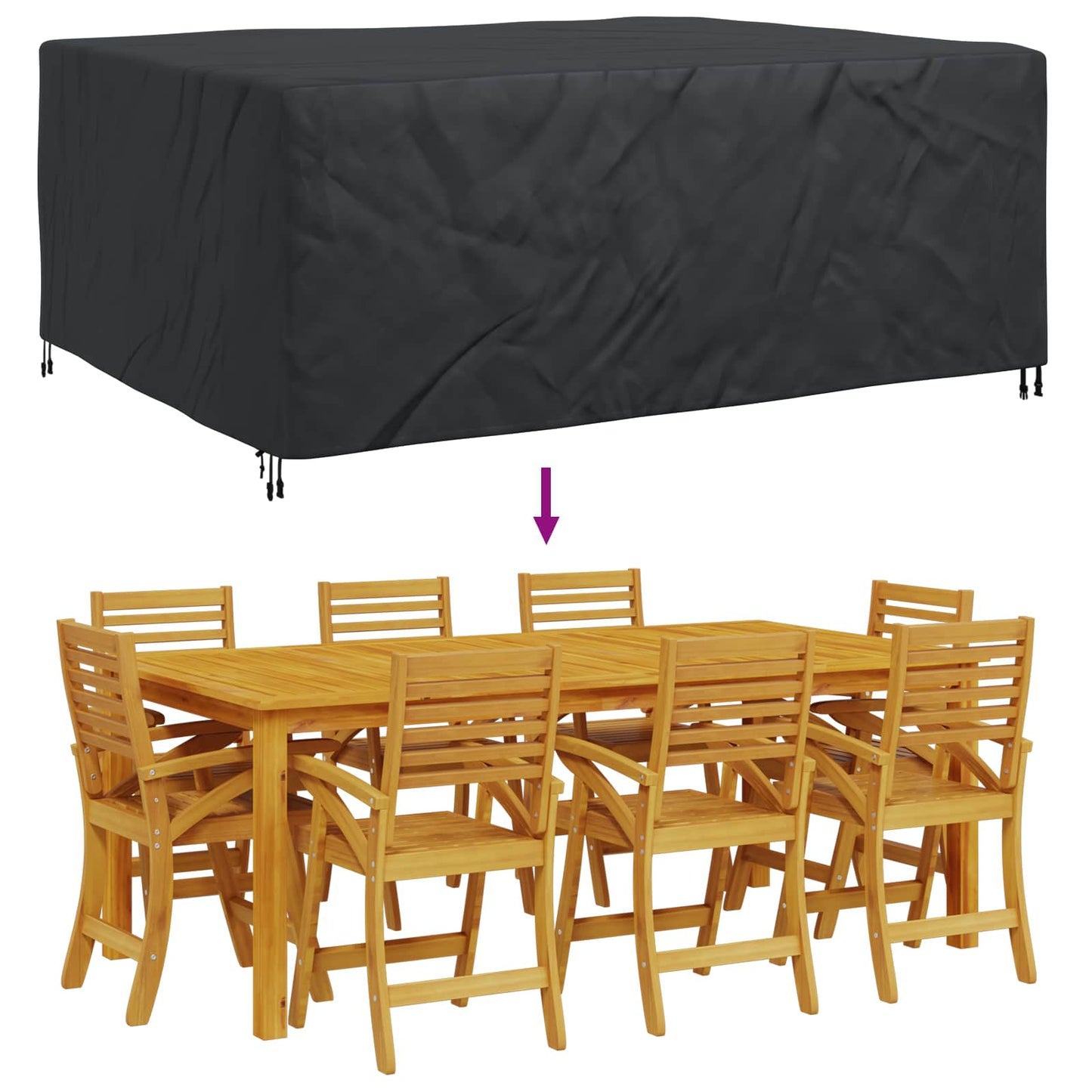 Furniture Cover Plain Black 240 x 190 x 90 cm 600D