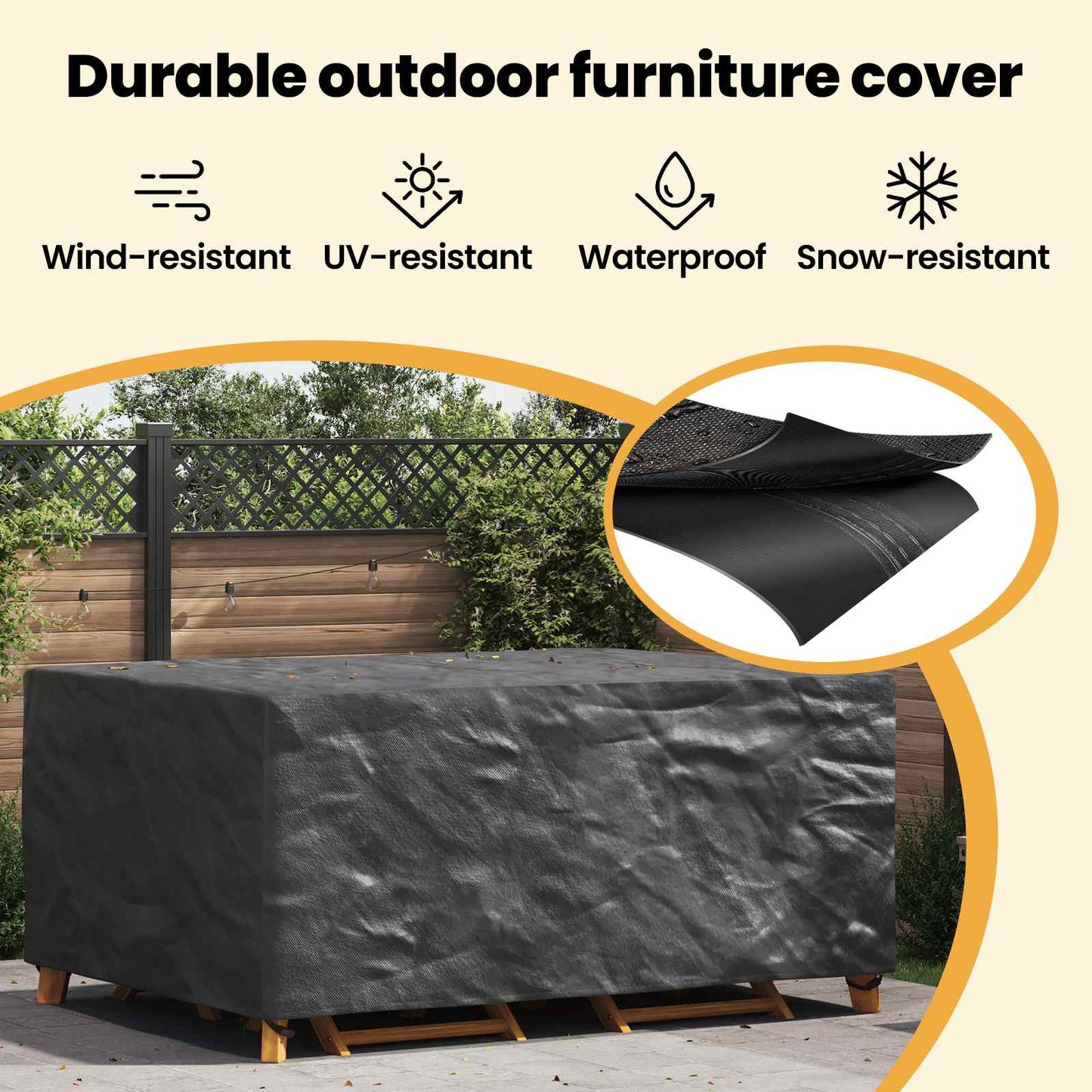 Furniture Cover Plain Black 240 x 160 x 100 cm 600D