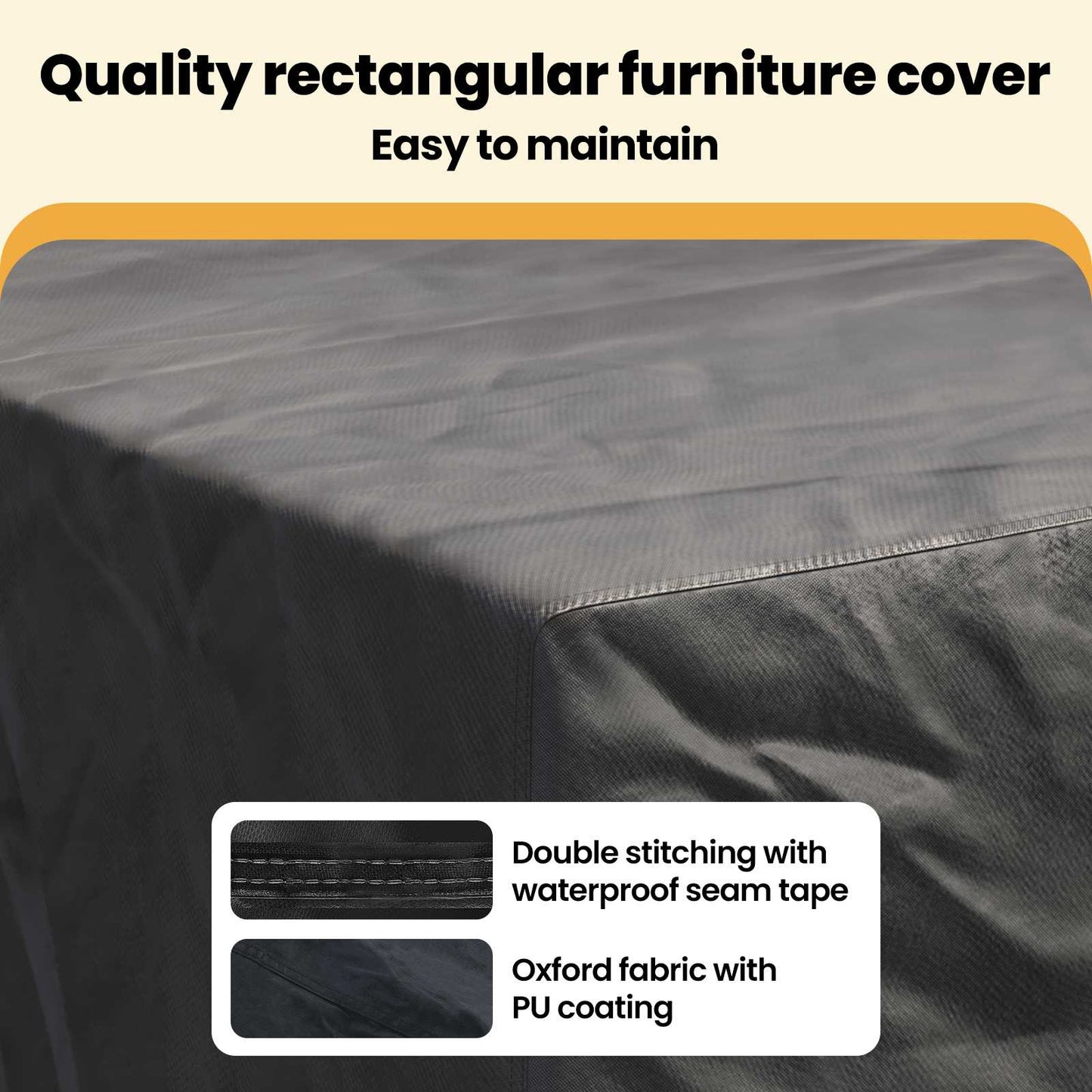 Furniture Cover Plain Black 250 x 210 x 90 cm 420D