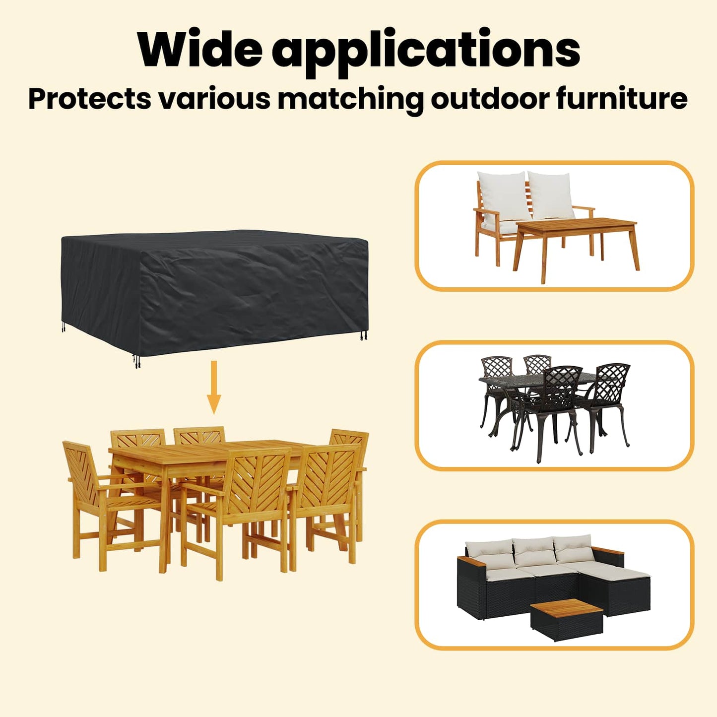 Furniture Cover Plain Black 250 x 210 x 90 cm 420D
