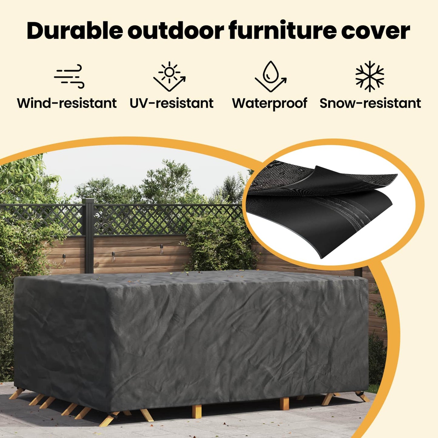 Furniture Cover Plain Black 270 x 180 x 90 cm 420D