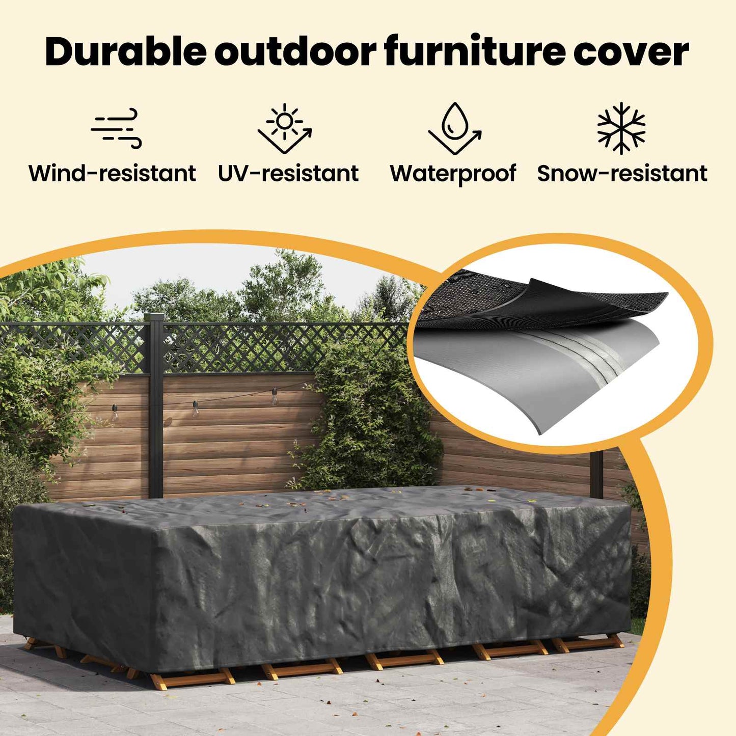 Furniture Cover Plain Black 315 x 180 x 74 cm 210D