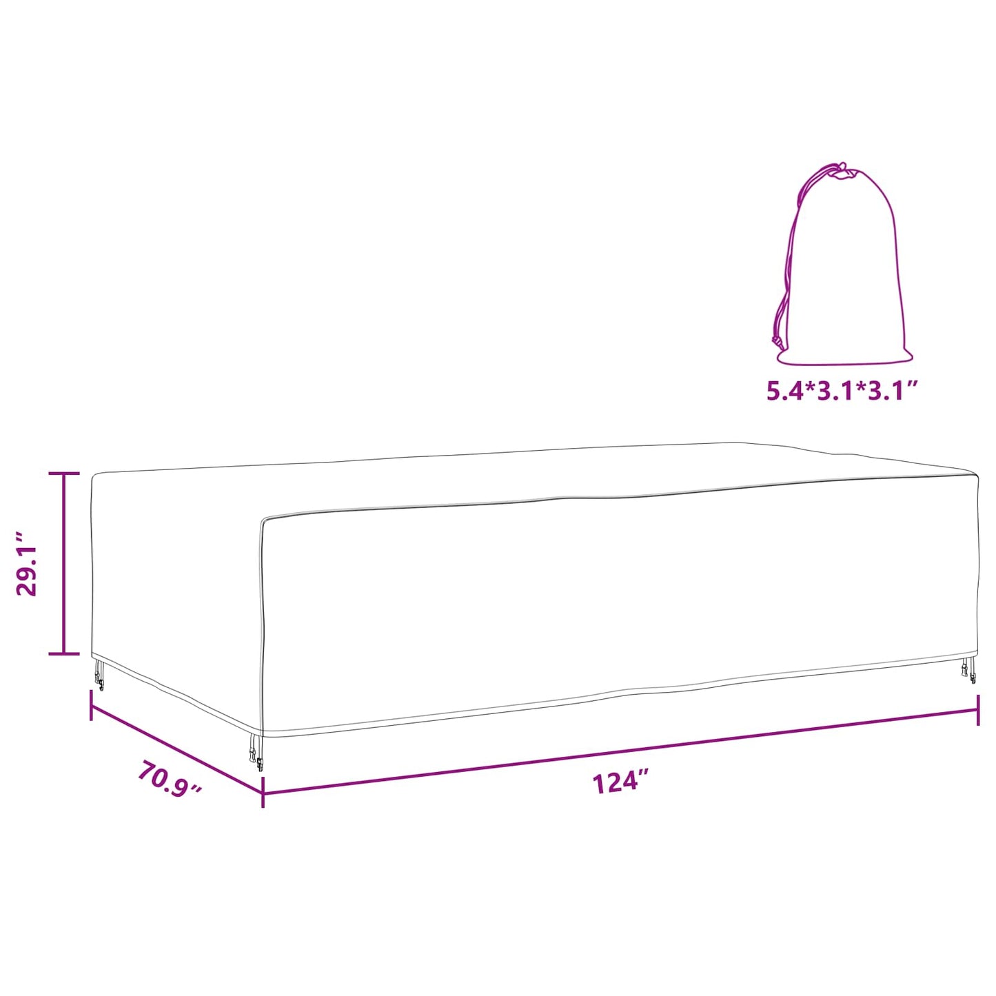 Furniture Cover Plain Black 315 x 180 x 74 cm 420D