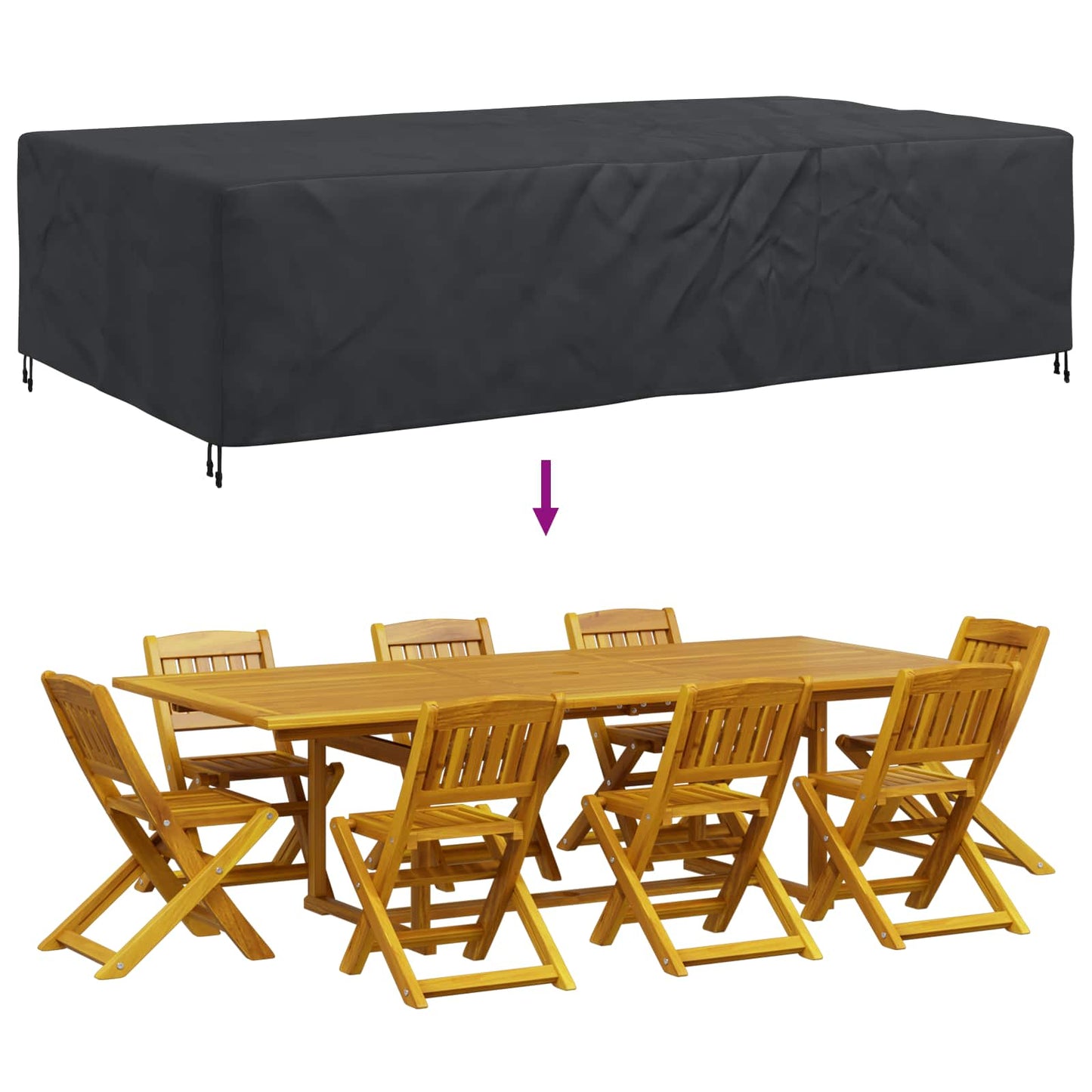 Furniture Cover Plain Black 315 x 180 x 74 cm 600D