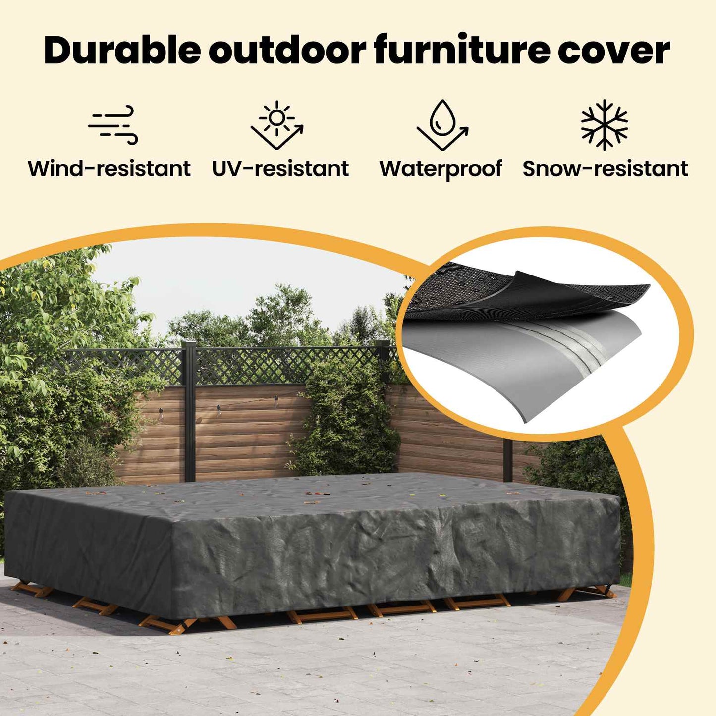 Furniture Cover Plain Black 350 x 260 x 90 cm 210D
