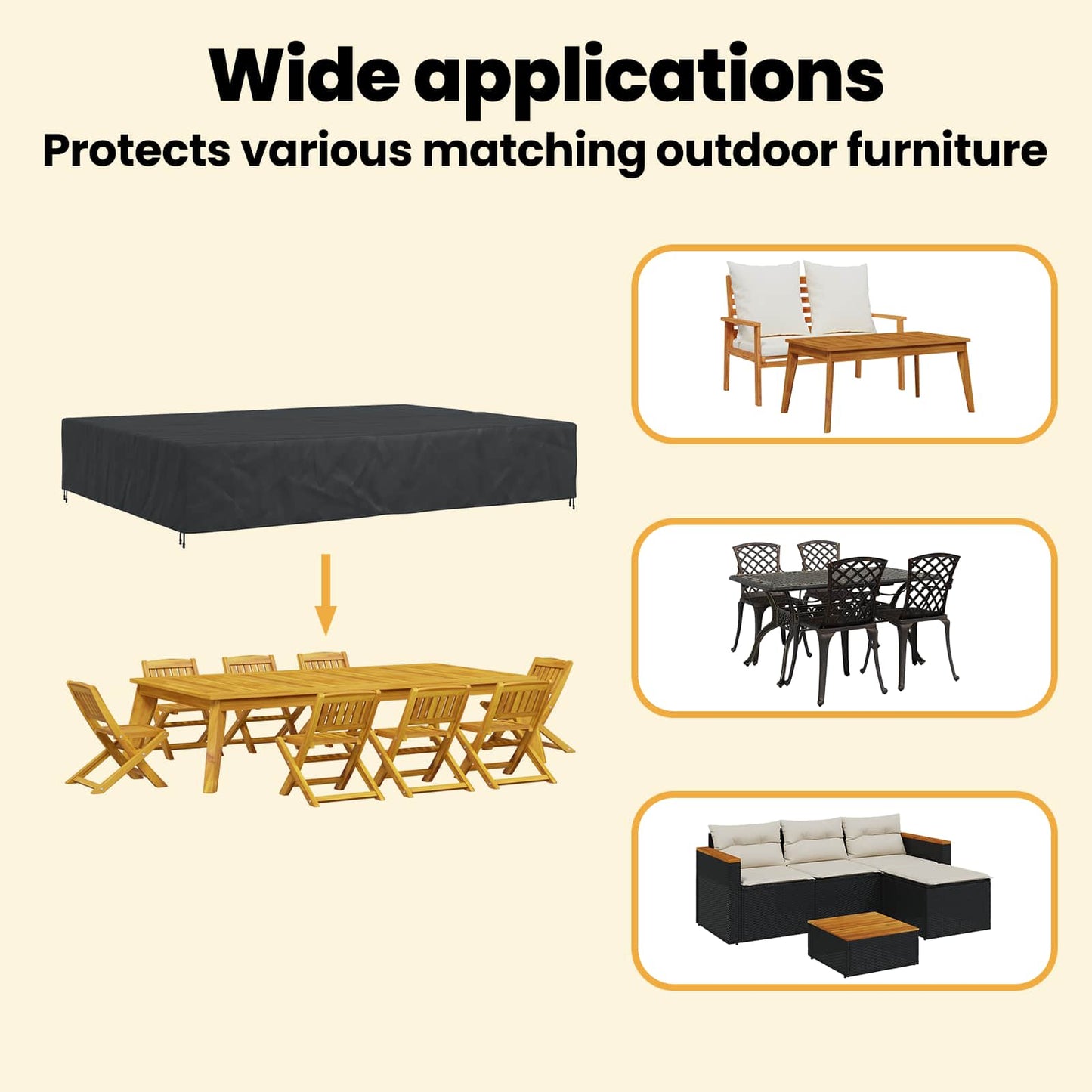 Furniture Cover Plain Black 350 x 260 x 90 cm 420D