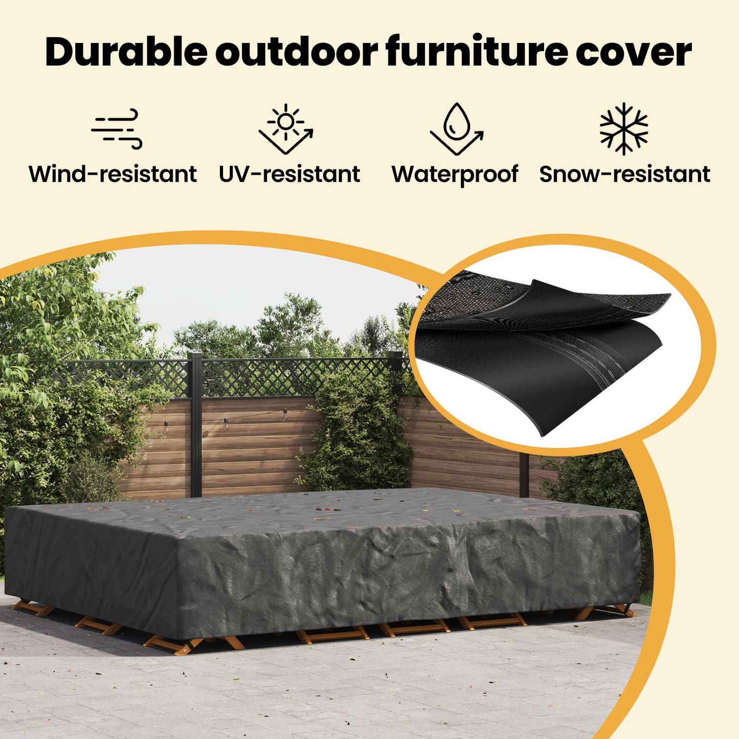 Furniture Cover Plain Black 400 x 300 x 70 cm 420D