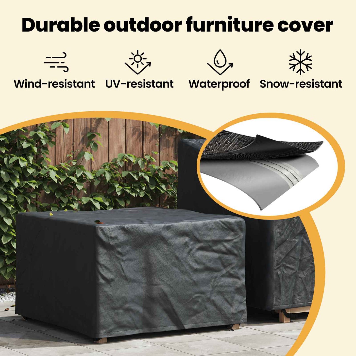 Furniture Cover Black 82 x 82 x 50 cm 210D Oxford Fabric