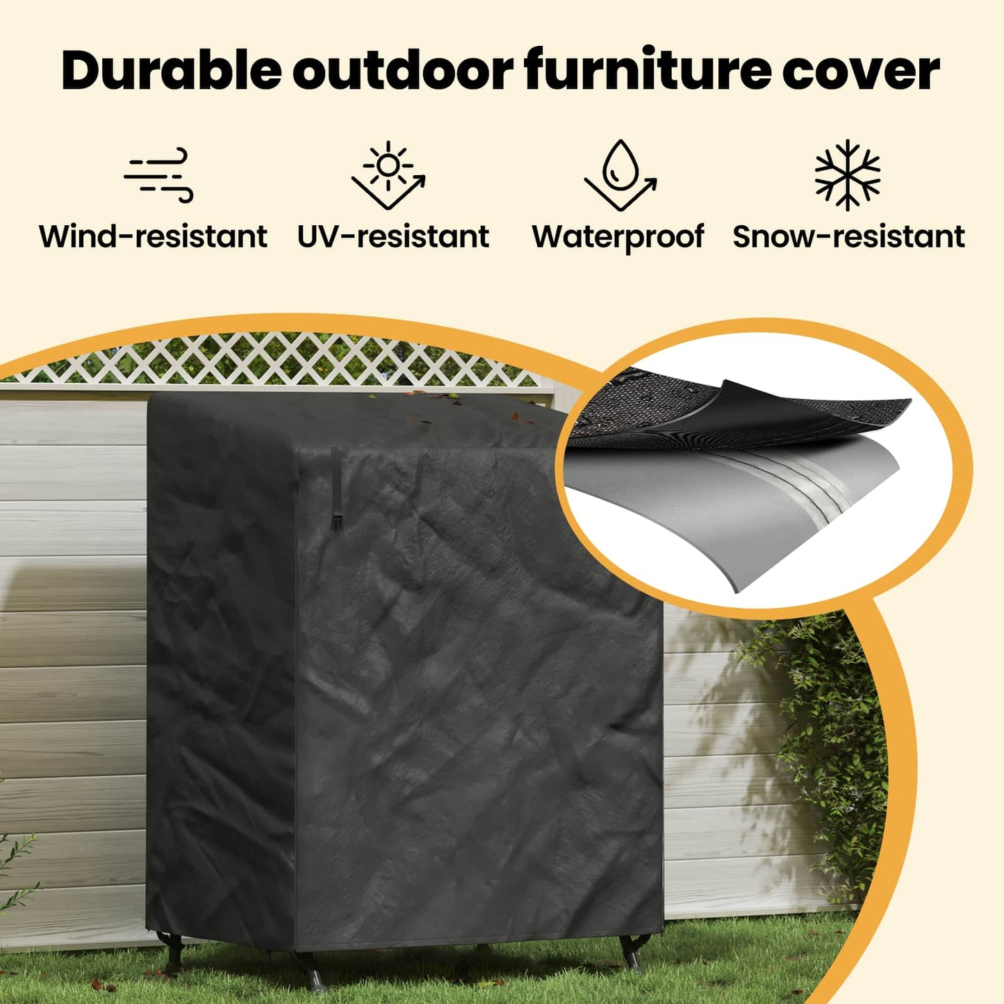 Outdoor Swing Cover Black 120 x 90 x 155 cm 210D Oxford Fbric