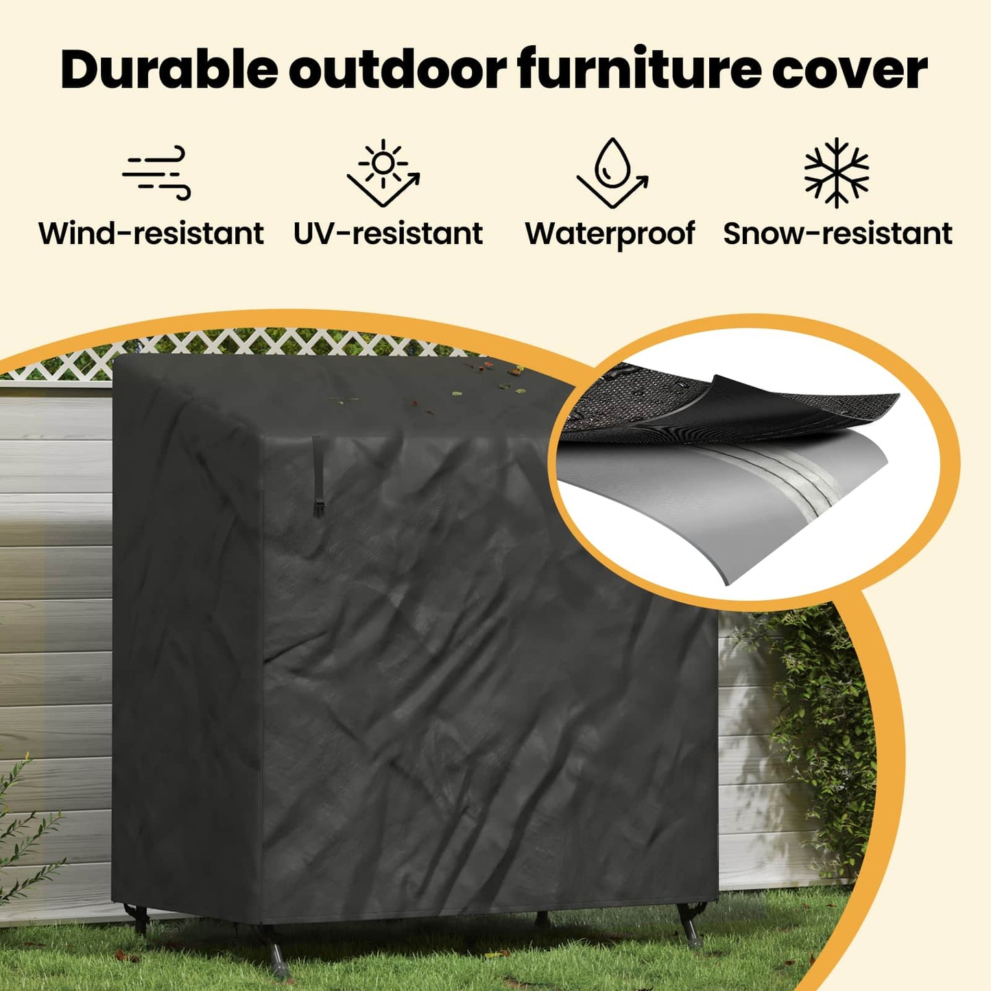 Outdoor Swing Cover Black 135 x 100 x 165 cm 210D Oxford Fbric