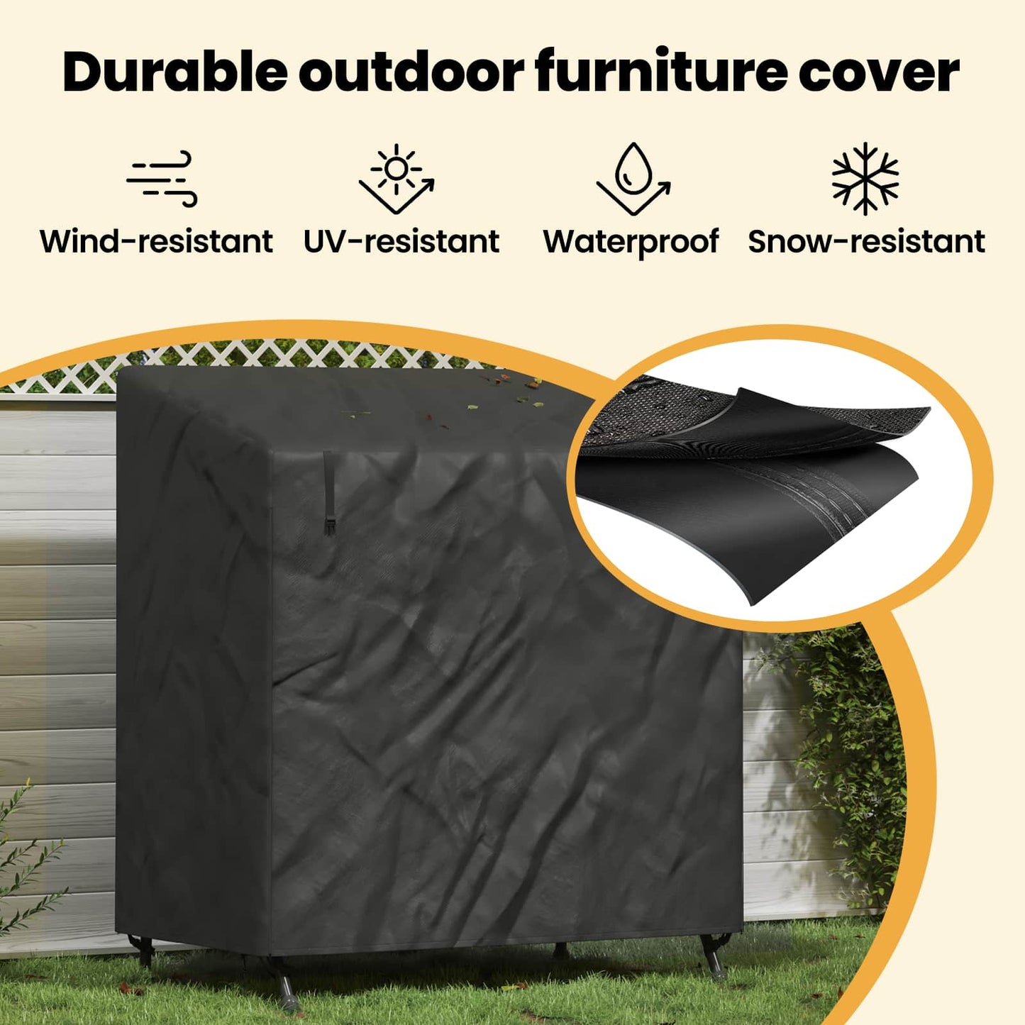 Outdoor Swing Cover Black 155 x 95 x 165 cm 600D Oxford Fbric