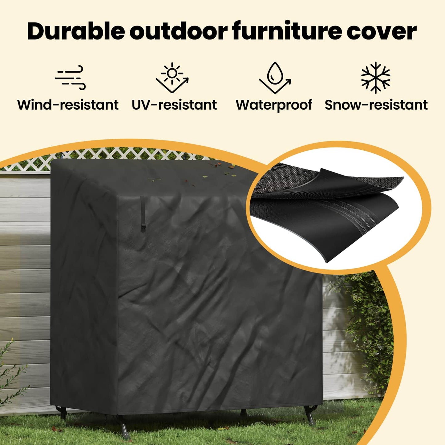 Outdoor Swing Cover Black 175 x 125 x 180 cm 420D Oxford fabric