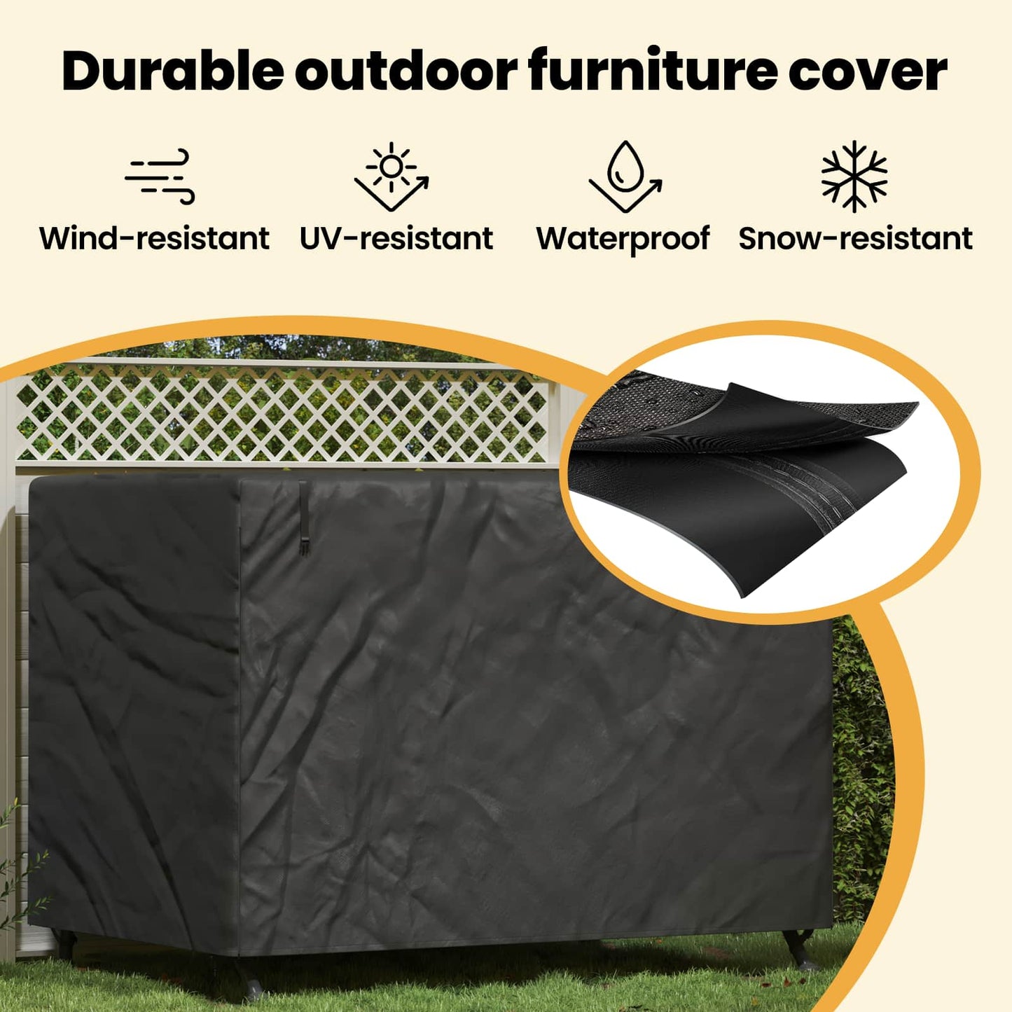 Outdoor Swing Cover Black 220 x 150 x 150 cm 420D Oxford Fbric