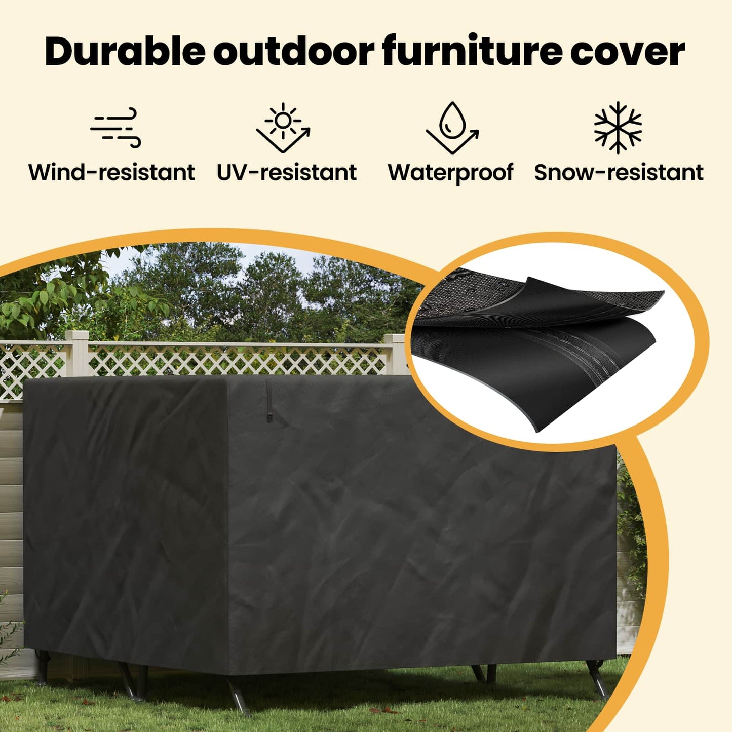 Outdoor Swing Cover Black 250 x 250 x 160 cm 420D Oxford Fbric