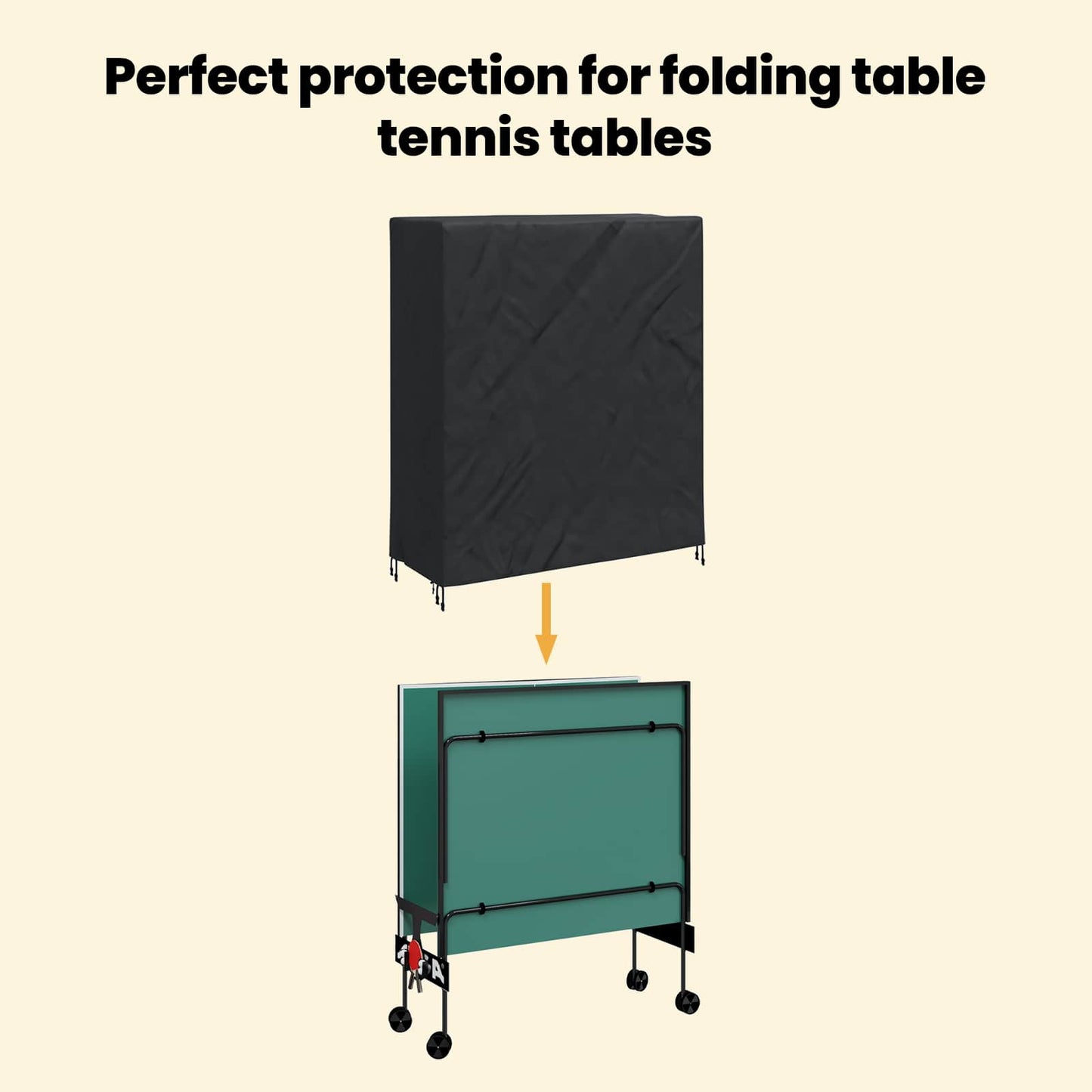 Pingpong Table Cover Plain Black 165 x 70 x 185 cm Fabric