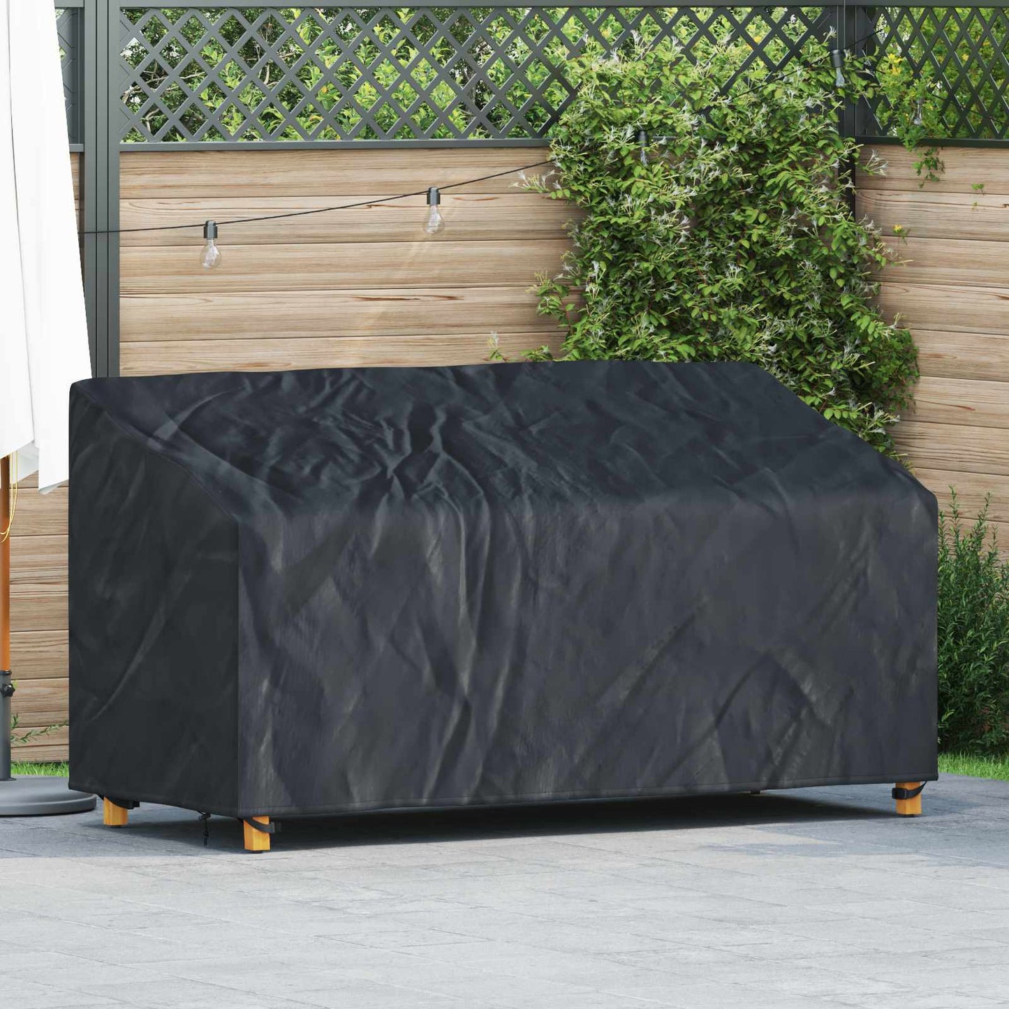 Garden Bench Cover Black 185 x 85 x 65 / 94 cm 210D Oxford Fbric