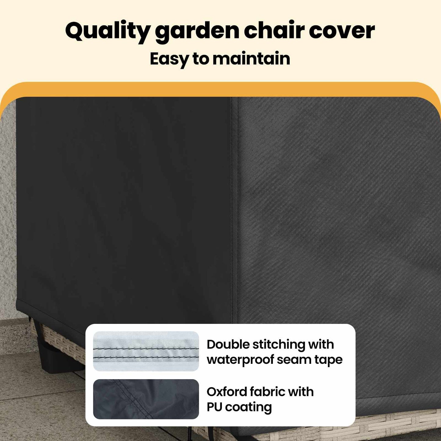 Garden Chair Cover Black 96 x 79 x 74 cm 210D Oxford Fbric