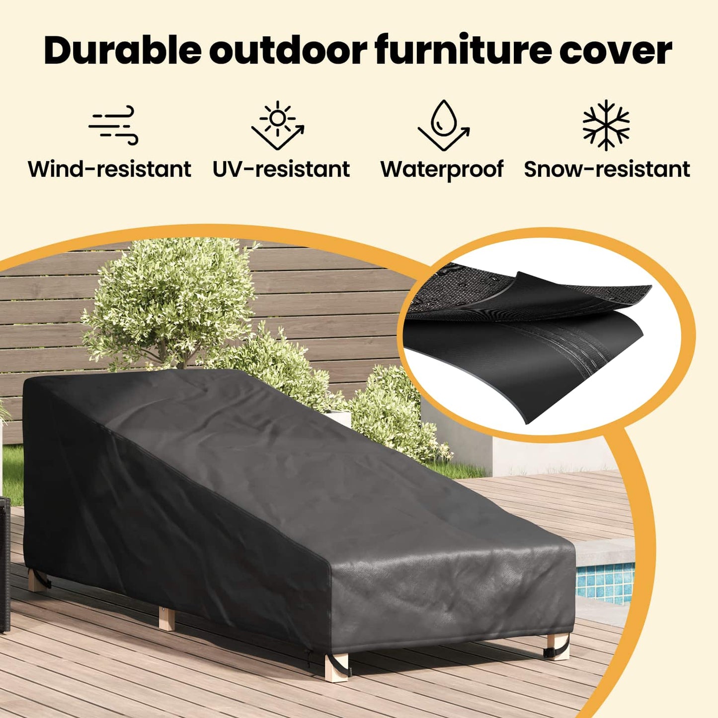 Outdoor Furniture Cover 203 x 81 x 63 cm 600D Oxford Fabric