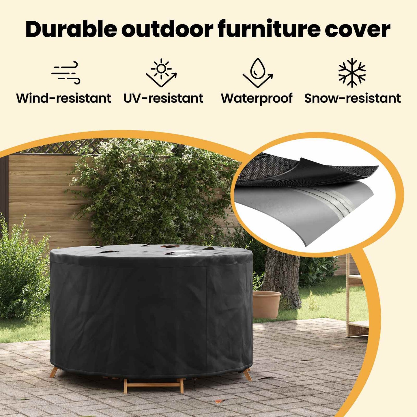 Furniture Cover Black 128 x 128 x 71 cm 210D Oxford Fbric