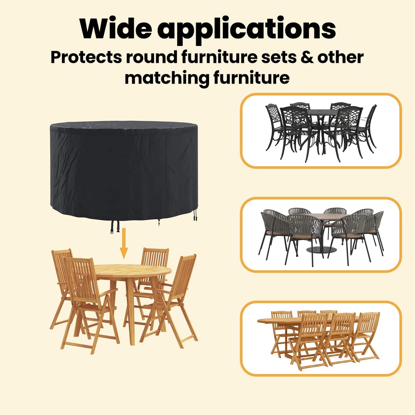 Furniture Cover Black 157 x 157 x 71 cm 210D Oxford Fbric
