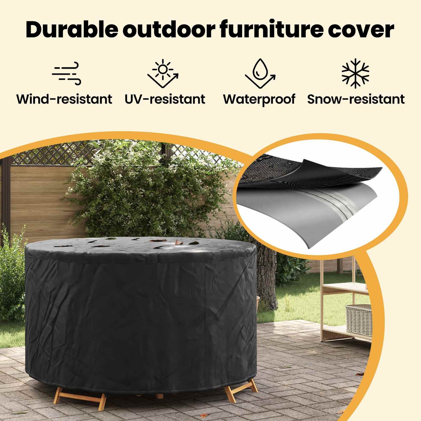 Furniture Cover Black 157 x 157 x 85 cm 210D Oxford Fbric