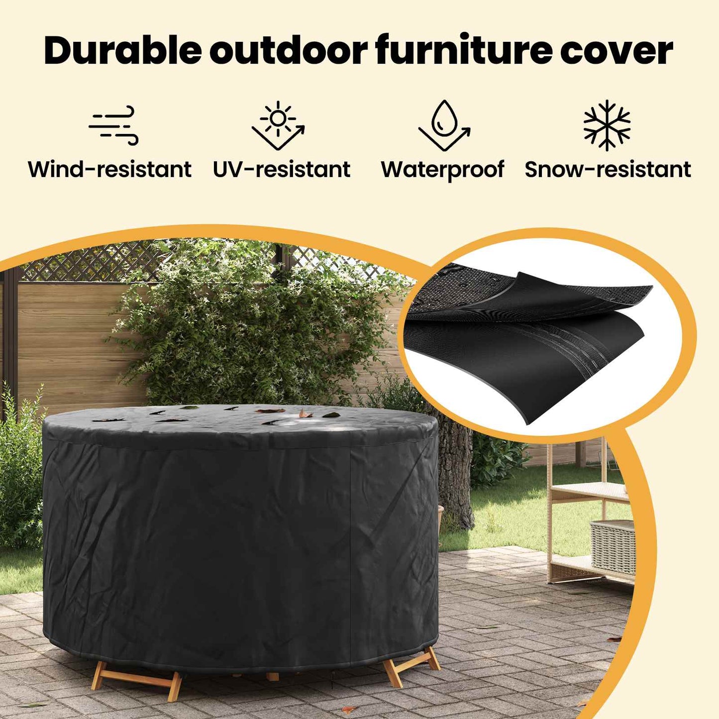 Furniture Cover Black 157 x 157 x 85 cm 420D Oxford Fbric