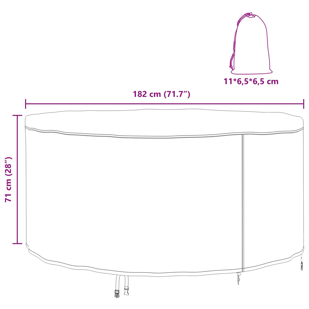 Furniture Cover 182 x 182 x 71 cm 210D Oxford Fbric Round Black