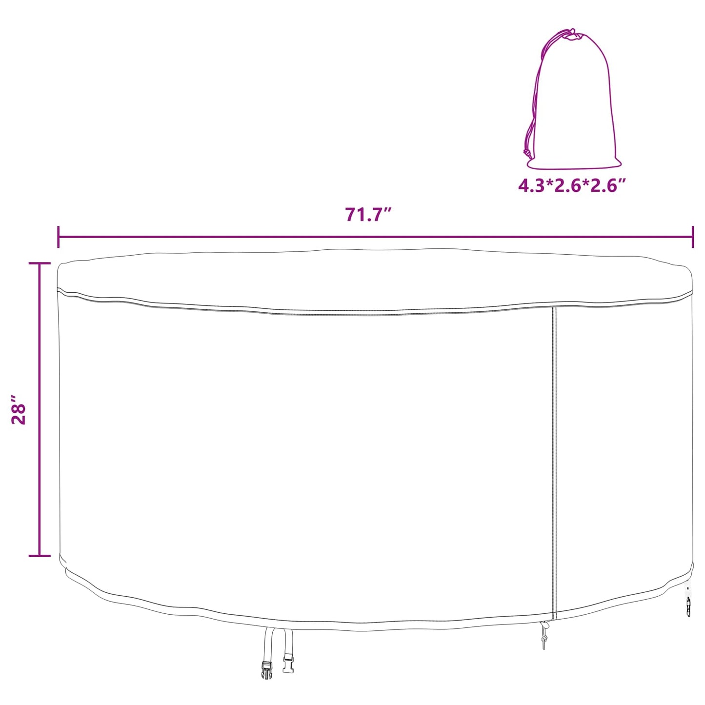 Furniture Cover Black 182 x 182 x 71 cm 420D Oxford Fbric