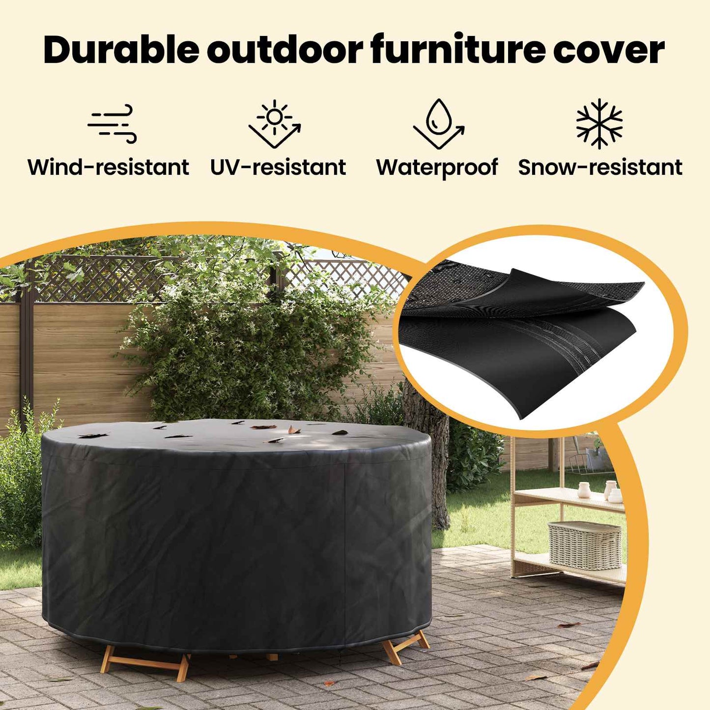 Furniture Cover Black 182 x 182 x 85 cm 420D Oxford Fbric