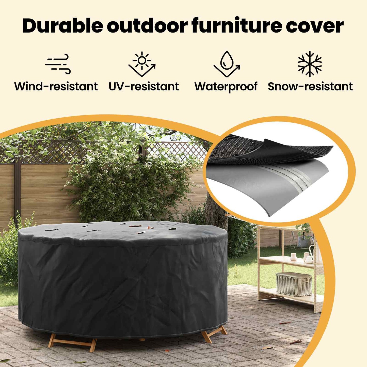 Furniture Cover Black 200 x 200 x 71 cm 210D Oxford Fbric
