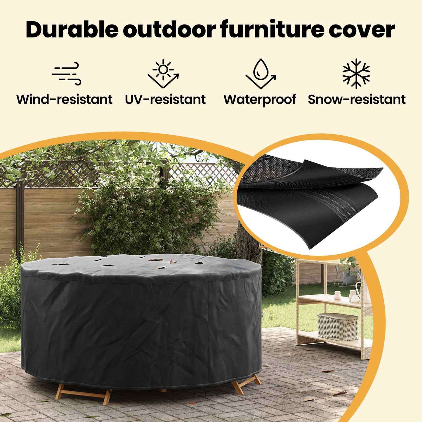 Furniture Cover Black 200 x 200 x 71 cm 420D Oxford Fbric