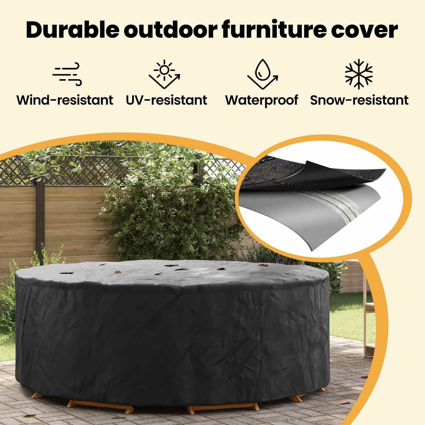 Furniture Cover Black 244 x 244 x 85 cm 210D Oxford Fabric