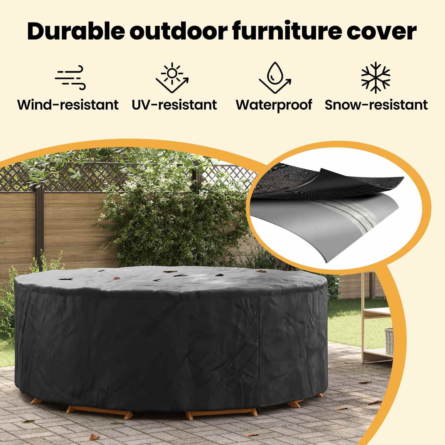 Furniture Cover Black 244 x 244 x 105 cm 210D Oxford Fabric