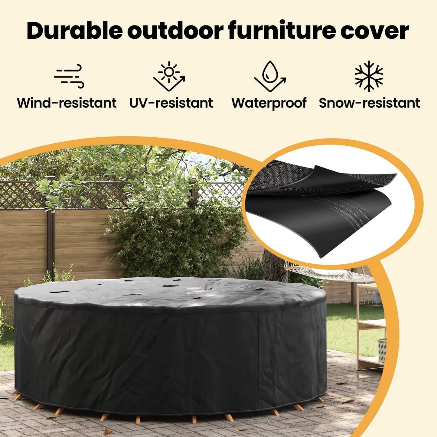 Furniture Cover Black 279 x 279 x 71 cm 600D Oxford Fbric