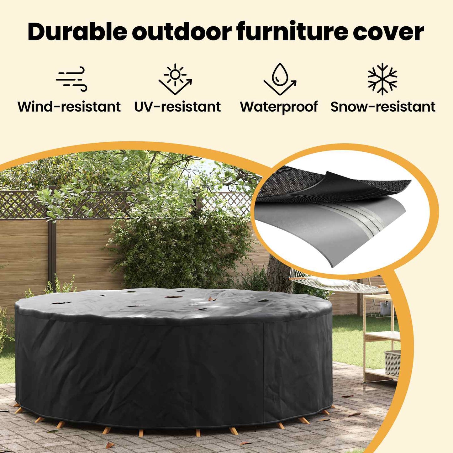 Furniture Cover Black 279 x 279 x 85 cm 210D Oxford Fbric