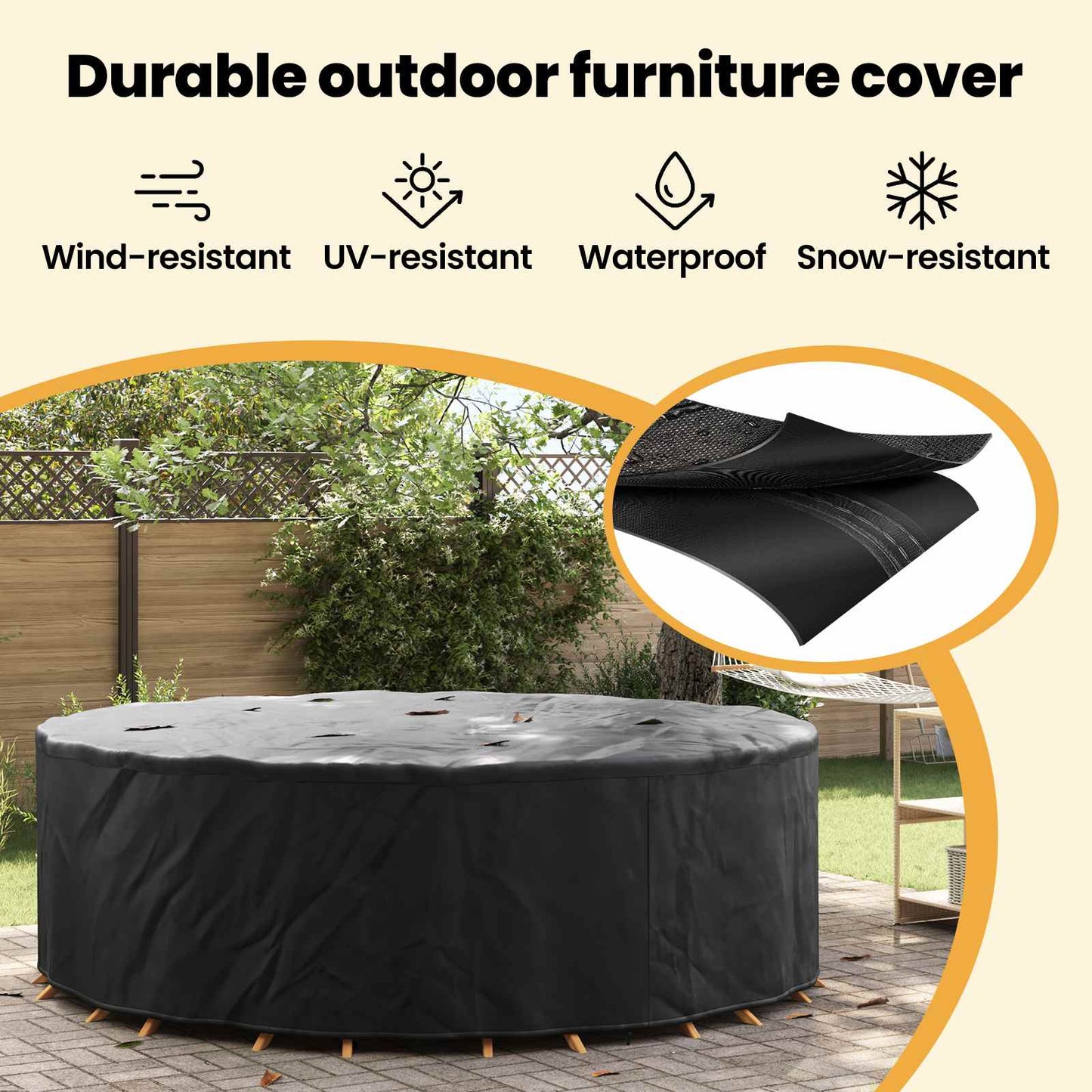 Furniture Cover Black 279 x 279 x 85 cm 420D Oxford Fbric